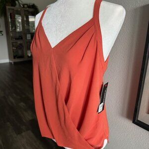 NWT Naked Zebra Draped Burn Orange Summer Top Blouse Size S